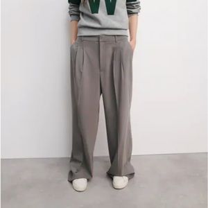 Zara Dad Pants in Tan Marl reference # is 7149/040